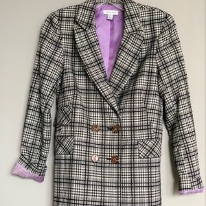 Topshop Plaid Double Breasted Blazer